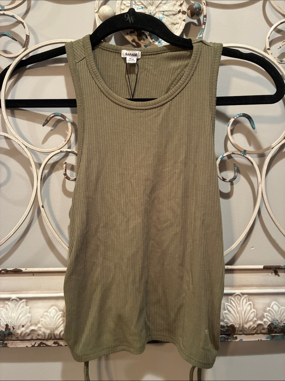 Garage Olive Ribbed Scoop Neck Tank